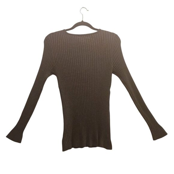 Philomena Petti Ribbed Sweater Women's XL Charcoal Gray 1/4 Zip Up Stretch Rayon - Picture 2 of 6